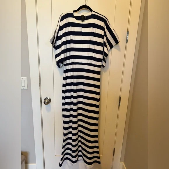 NORMA KAMALI Obie striped stretch-jersey maxi dress SZ M $179 - Picture 4 of 9